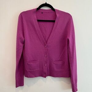 Women's Purple Merino Cardigan Sweater